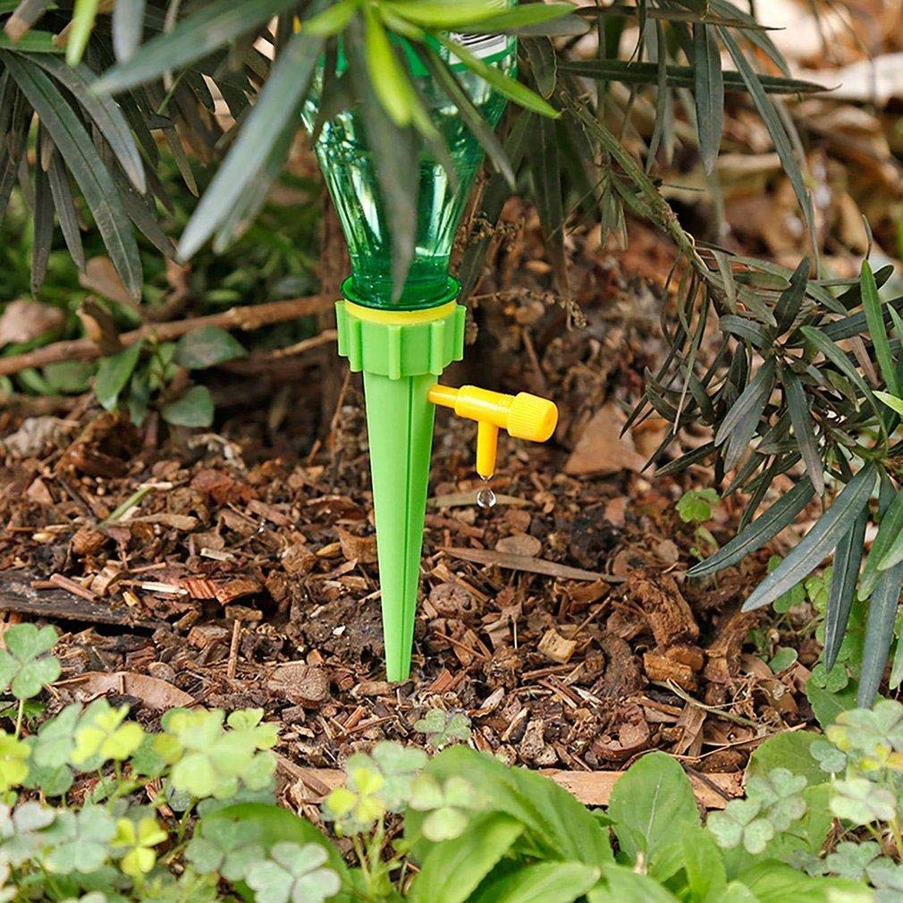 Irrigation spikes for efficient watering, self watering spikes, drip irrigation spikes, automatic watering for plants, adjustable valve plant waterer, gardening spikes, plant watering system, indoor outdoor plant drip, bottle irrigation spikes, garden drip spike, plant hydration tool