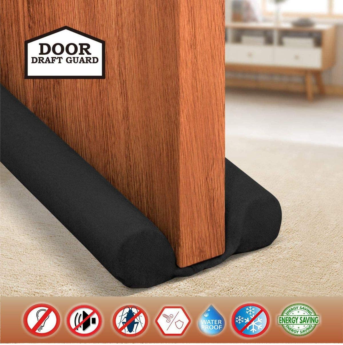 Door seal draft guard with twin design for effective insulation. door draft stopper, twin draught guard, under door seal, door noise blocker, door dust stopper, fabric door seal, window draft stopper, energy saving door guard, door seal guard 98cm