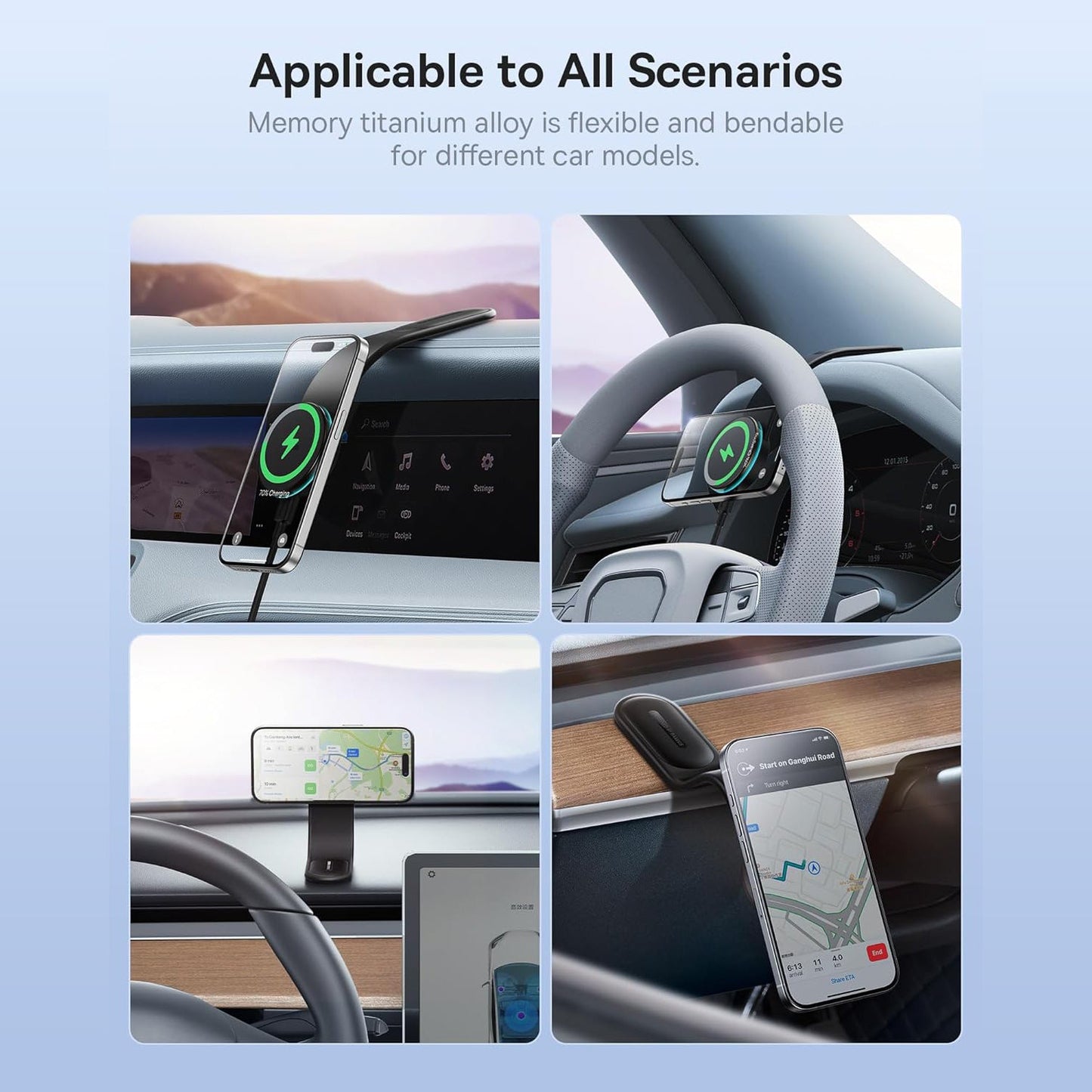 Car magnetic wireless phone charger with USB cable accessories