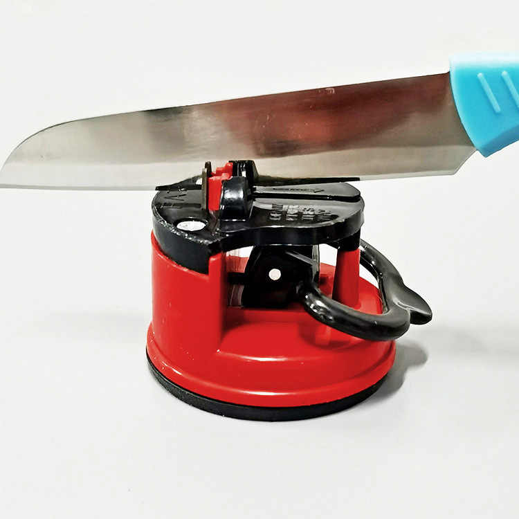 Knife sharpener with suction cup, kitchen knife sharpener, 3 stage knife sharpener India, manual knife sharpening tool, portable knife sharpener, handheld sharpener, chef knife sharpener, fiber knife sharpener, multicolor knife sharpener