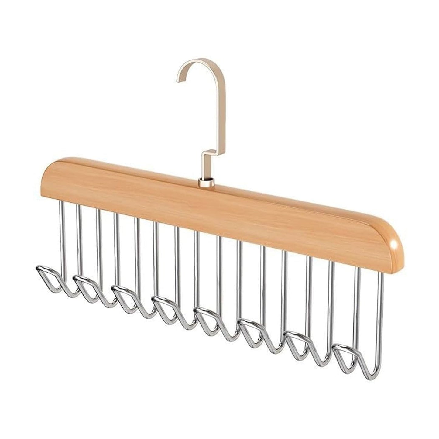 Premium wood wardrobe hanger with rotating stainless steel hook