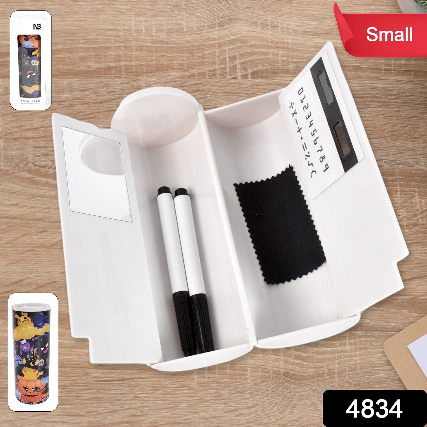 stylish stationery box with dual side storage, compact school pencil case with organizer compartments