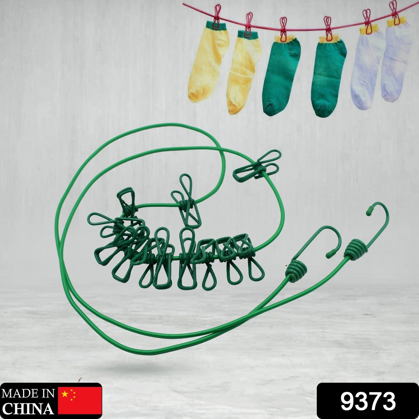 Portable clothes line with metal clips, elastic drying rope, travel clothesline, portable clothesline, camping clothes drying rope, clothesline with clips, travel cloth rope, elastic clothesline