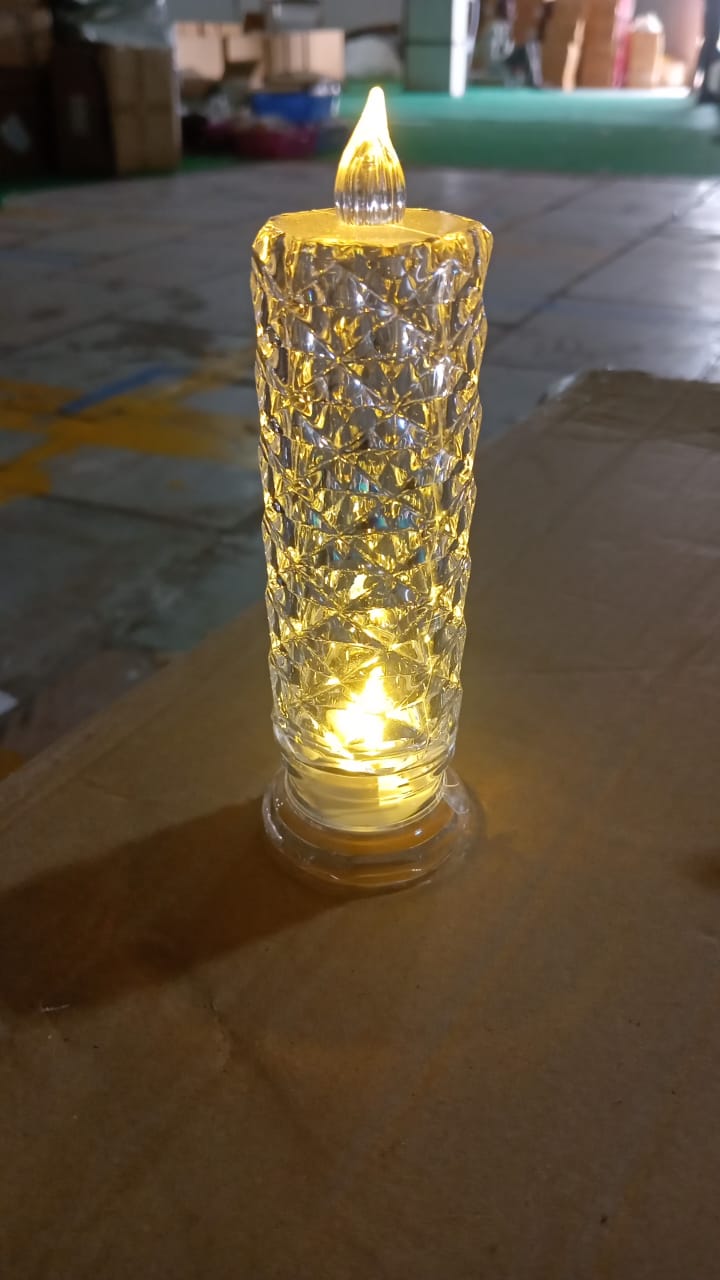 rose crystal candle, LED home décor candle, battery operated candle, glitter candlelight, romantic decoration candle, Diwali candles
