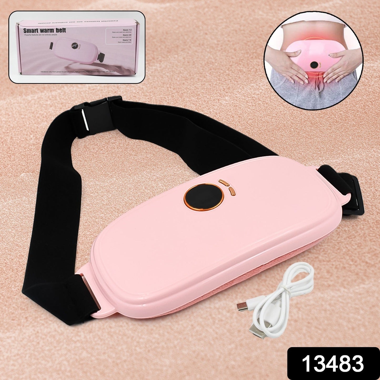 rechargeable warm palace belt USB heating pad, smart period massager belt for cramps,