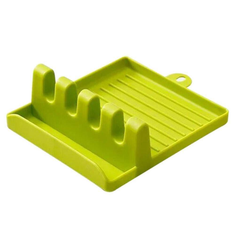 Practical spatula rest for kitchen utensils. silicone spoon rest, utensil holder tray, 4 slot spatula stand, kitchen spoon rack, heat resistant silicone mat, spatula holder tray, cooking spoon rest, multicolor utensil holder, countertop spoon rest