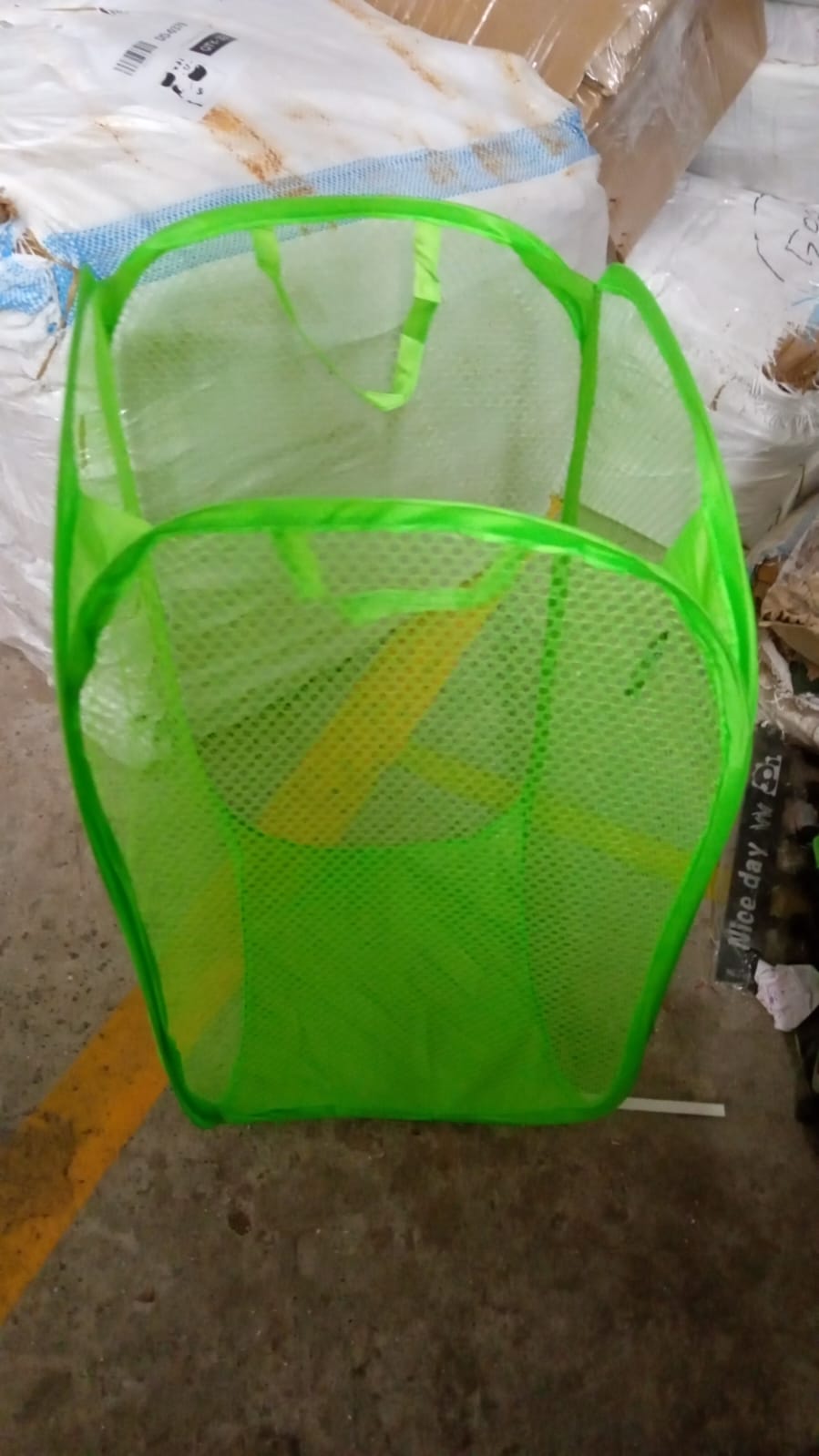foldable mesh laundry bag for clothes with handles and compact storage, collapsible pop-up laundry basket for home and hostel use,