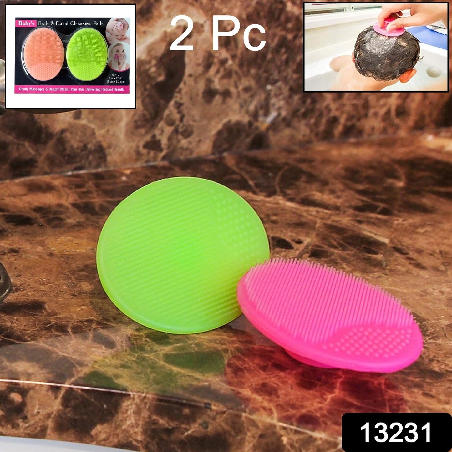 soft silicone facial cleansing brush set, 2 pc silicone face brush gentle exfoliation, dual‑sided silicone facial scrubber for soft exfoliation, handheld silicone bath brush gentle skincare, soft therapeutic silicone exfoliating scrub brush