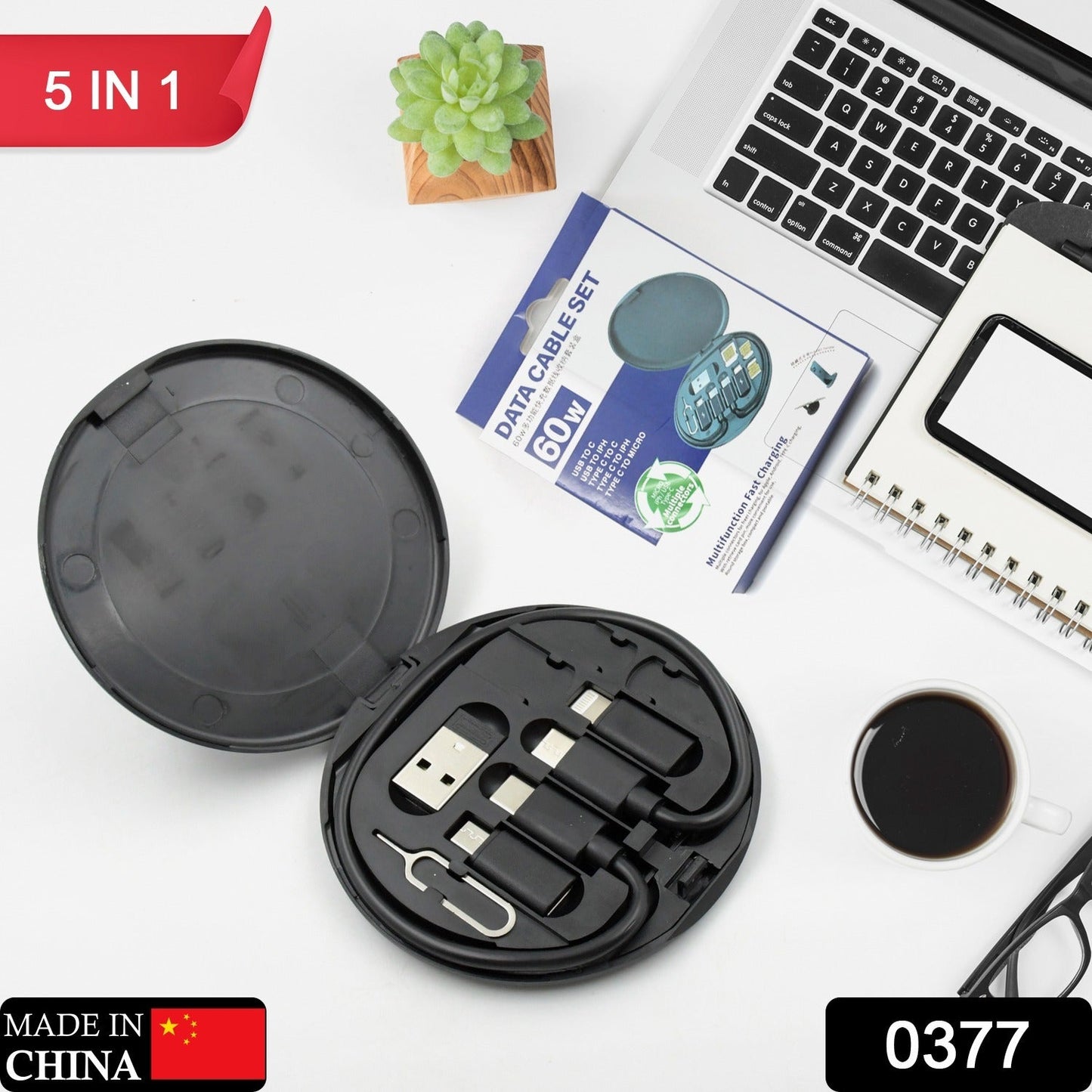one cable solution for all gadgets, USB charging cable with Type-C Micro and Lightning, multiport charging cable for phones and tablets, portable 5-in-1 universal charger, fast charging multi-cable for travel, tangle-free universal charging wire