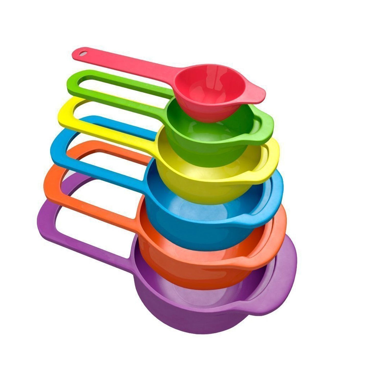 Set of 6 plastic measuring spoons in different sizes, measuring spoons, kitchen measuring set, plastic measuring cups, multicolour spoons set, BPA free measuring set, cooking measuring spoons, baking tools