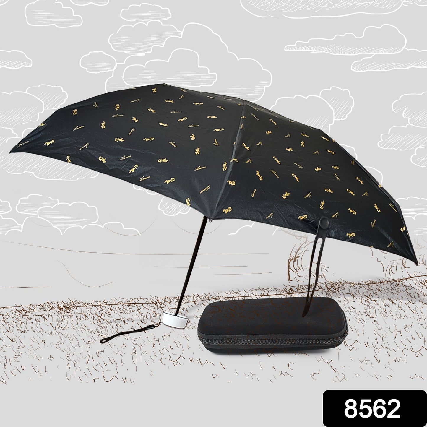 3-fold cute umbrella with UV protection, compact umbrella with zip case for sun and rain, portable UV shield umbrella for women, stylish foldable umbrella for travel and daily use,