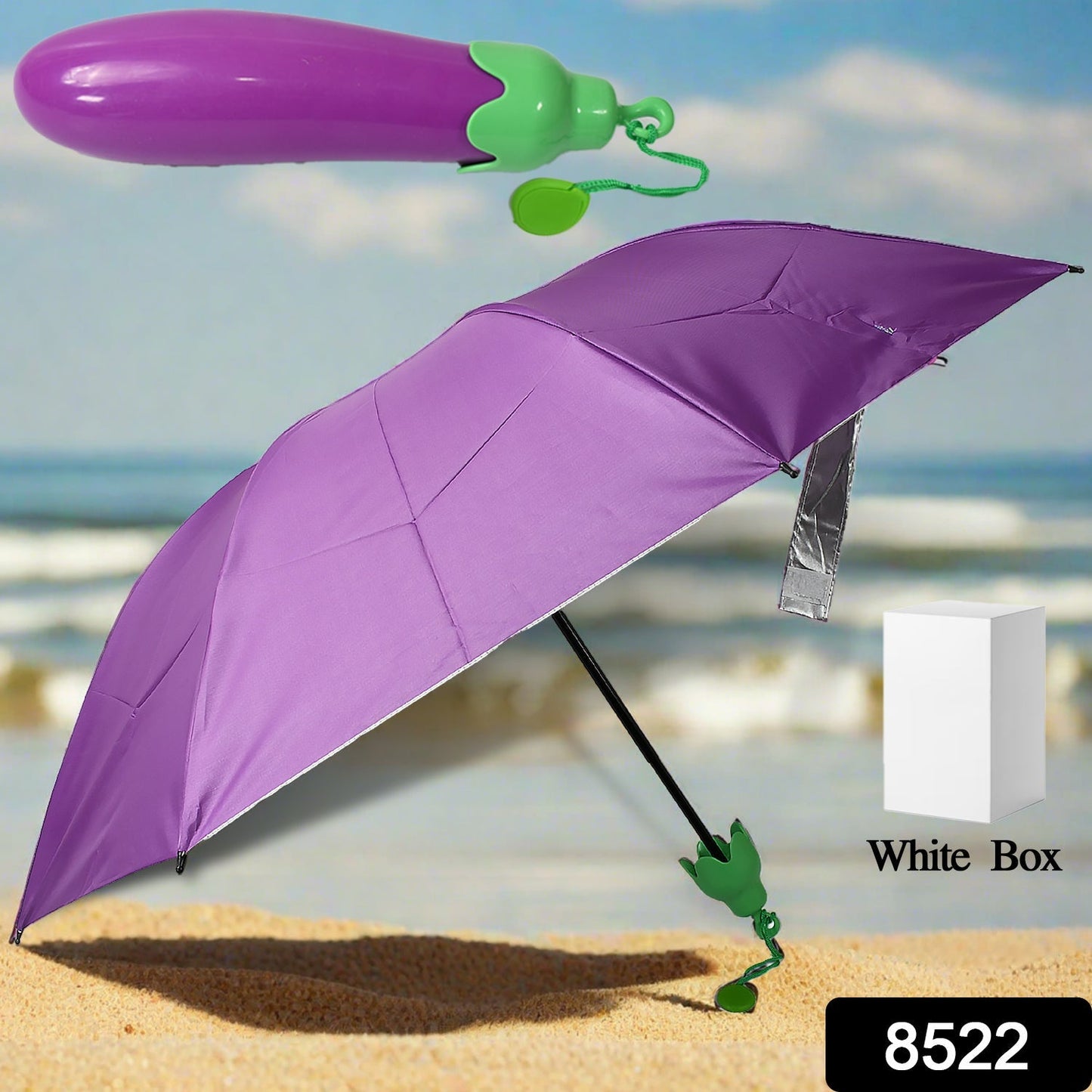novelty umbrella shaped like a vegetable, mini portable umbrella for purse or backpack, stylish umbrella with hard case, foldable umbrella for women and kids, UV protection mini umbrella in creative design
