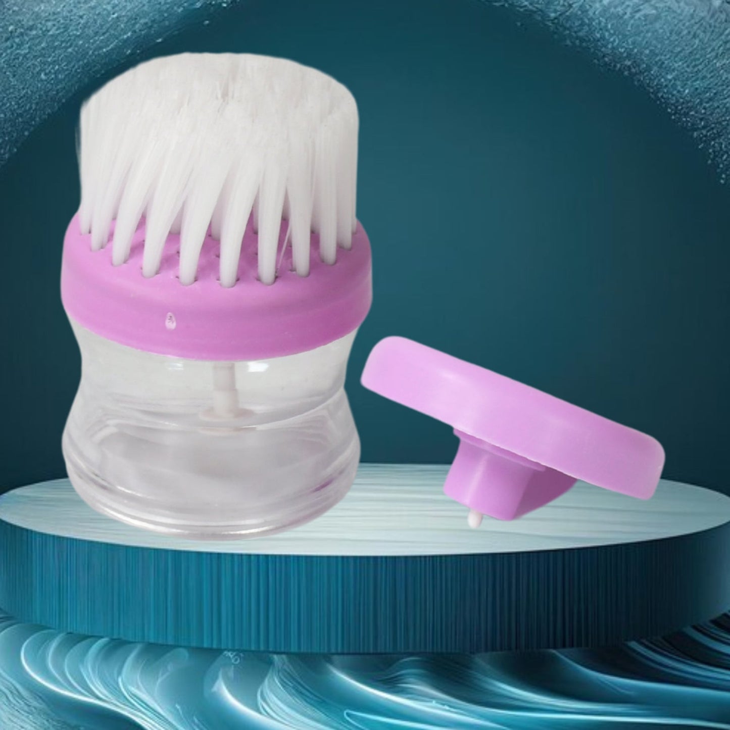 Multicolour plastic wash basin brush cleaner with liquid soap dispenser. dish brush with soap dispenser, plastic dish cleaning brush, liquid soap scrubber brush, 2pc kitchen brush set, ergonomic kitchen scrub brush, utensil cleaning brush, sink brush with detergent tank