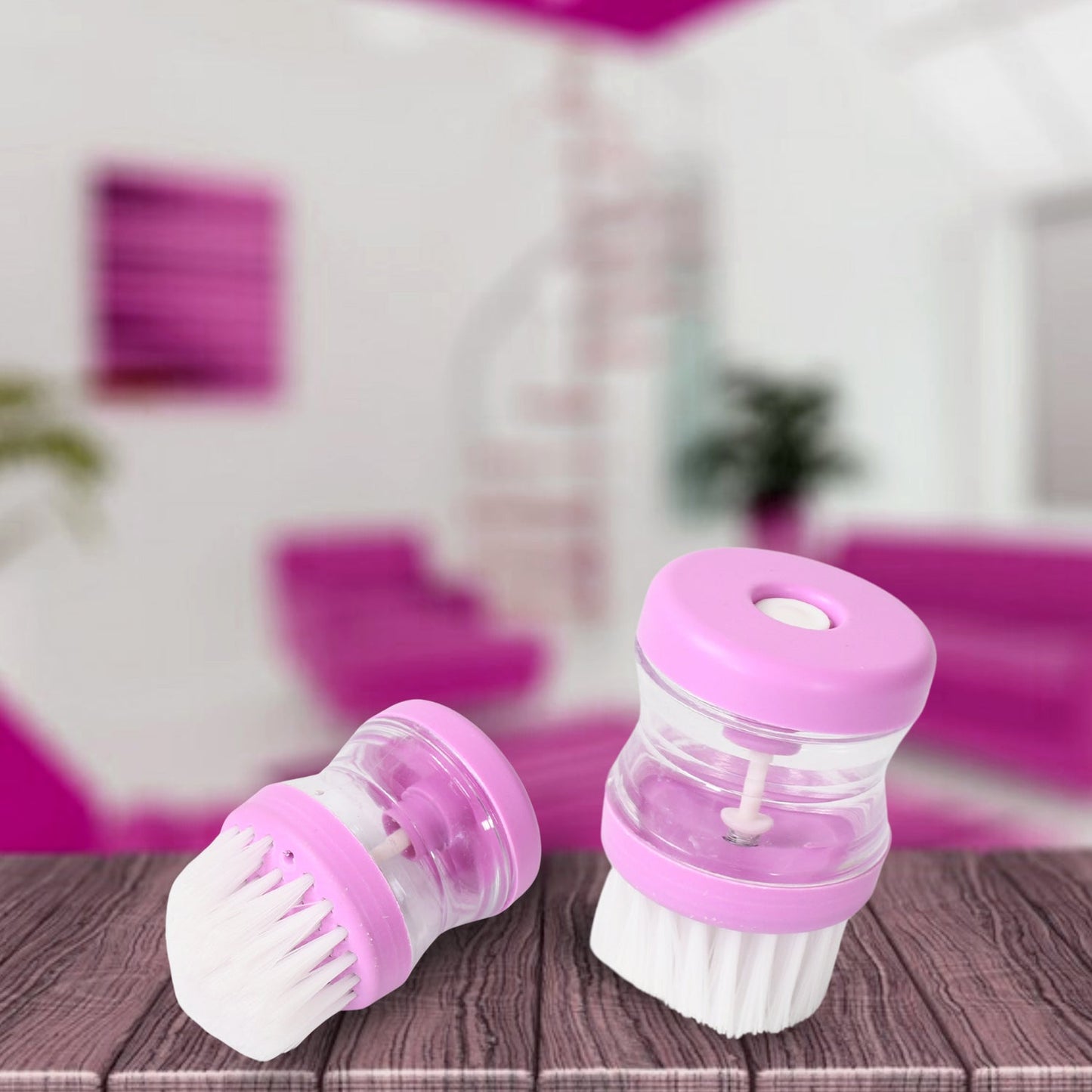 Liquid soap dispenser wash basin brush, multicolour design. dish brush with soap dispenser, plastic dish cleaning brush, liquid soap scrubber brush, 2pc kitchen brush set, ergonomic kitchen scrub brush, utensil cleaning brush, sink brush with detergent tank