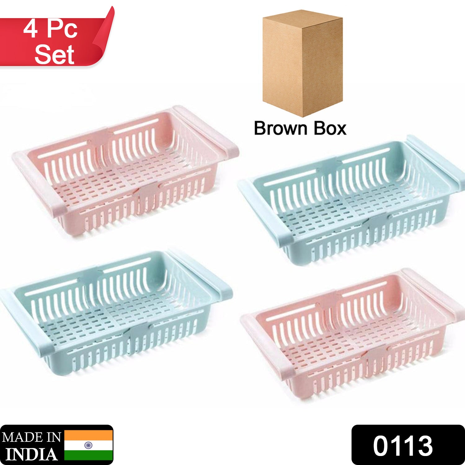 Set of 4 fridge storage baskets for organizing food. fridge organizer drawer, adjustable fridge storage basket, refrigerator drawer set, kitchen storage drawer, pantry organizer bins, fridge storage solution, BPA-free fridge organizer