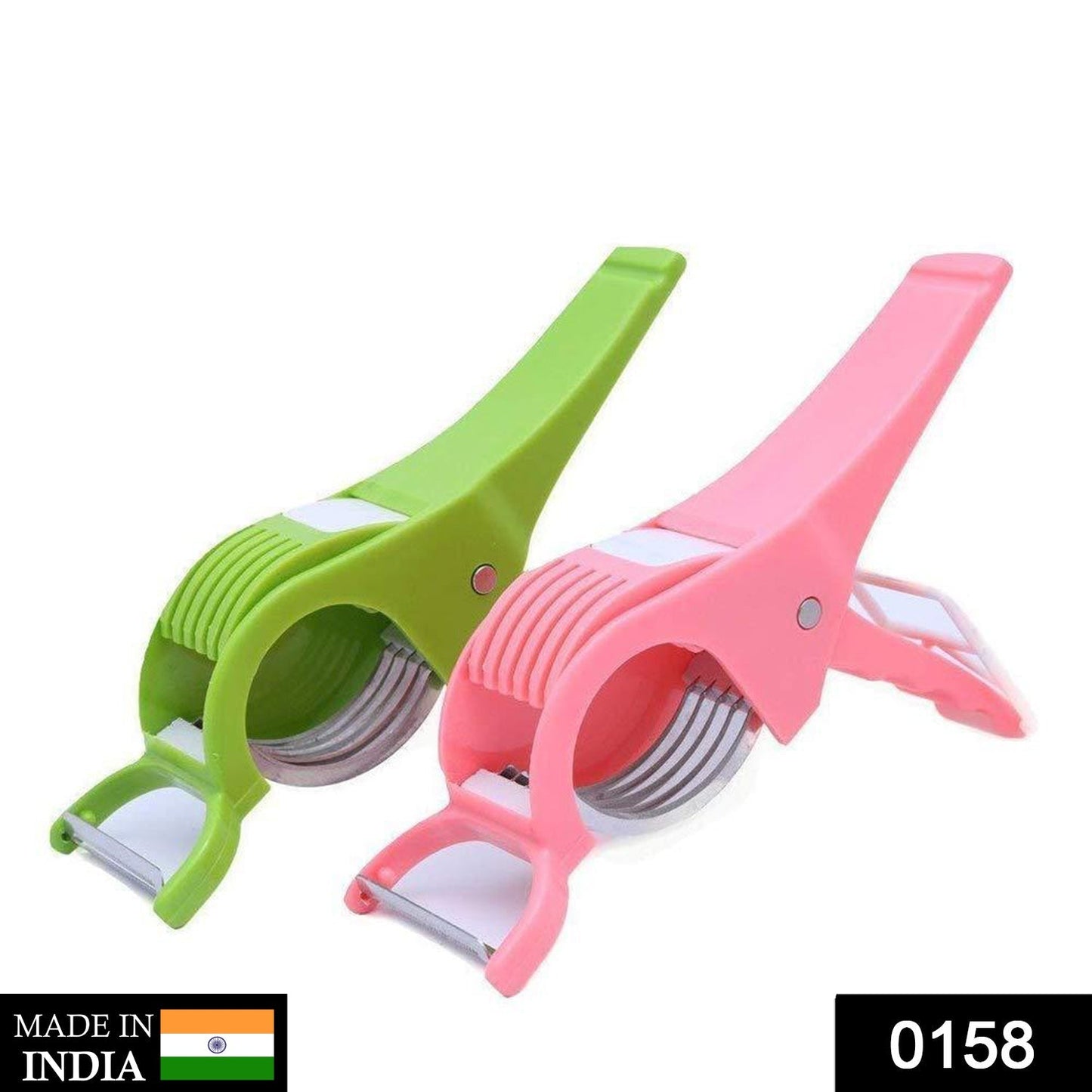 Multi-function vegetable cutter and peeler, plastic vegetable cutter, veg cutter with peeler, multi cutter for kitchen, white blue vegetable chopper, stainless steel blade cutter, ABS plastic cutter