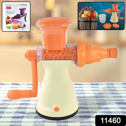 manual juicer for daily healthy drinks, heavy-duty juicer machine for home use, portable hand juicer for carrots and pomegranates, kitchen juicer with strong suction base and glass, compact and durable manual fruit juicer for Indian households