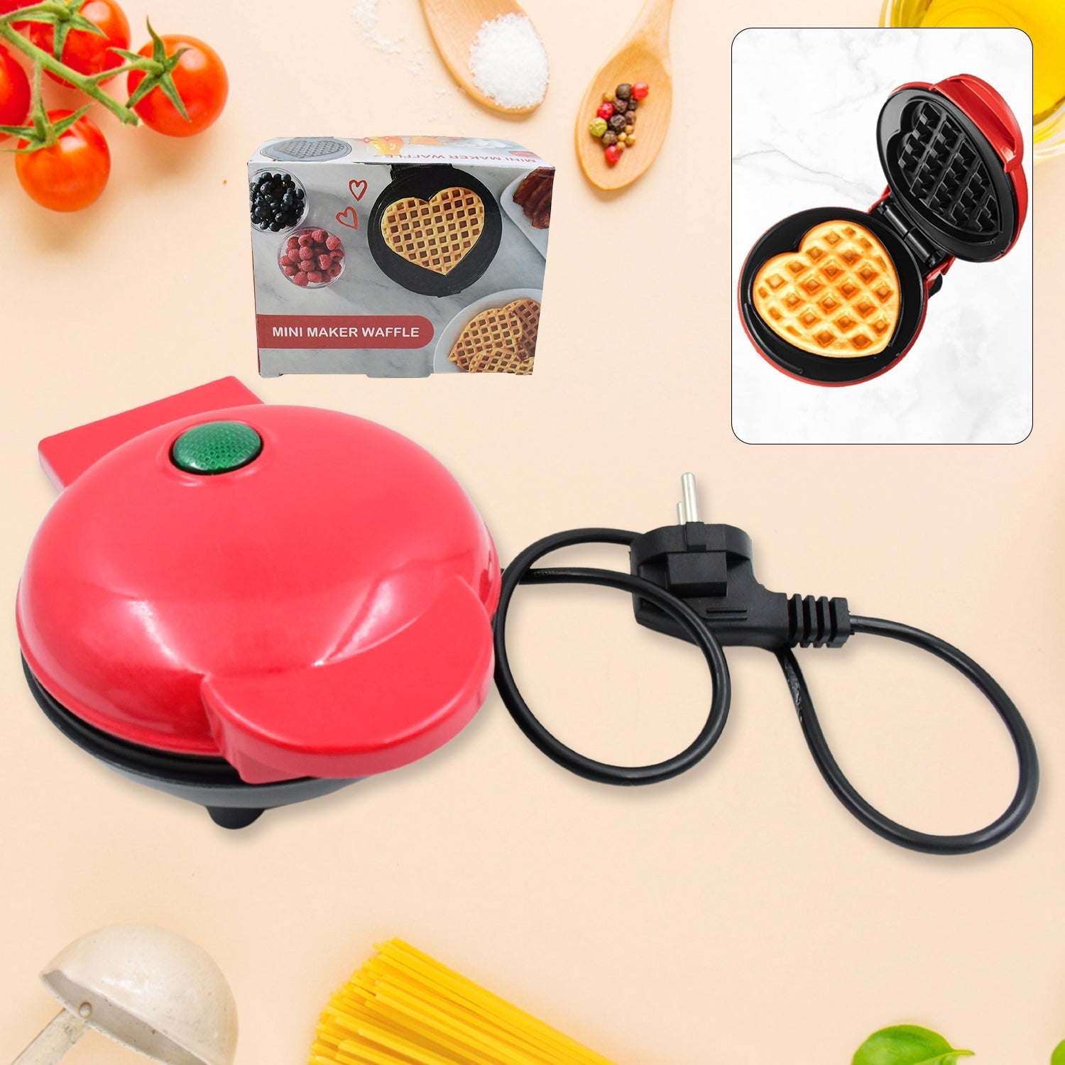 non-stick waffle iron, breakfast waffle maker, snack waffle maker, small waffle maker, 3‑in‑1 waffle maker