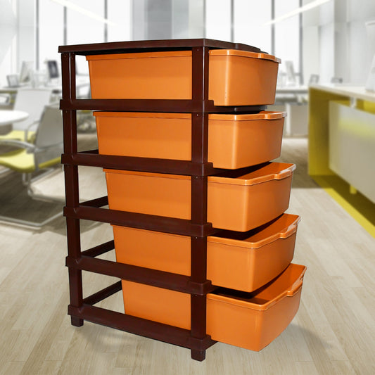 premium 5-layer plastic home storage organizer, modular multi-use plastic organizer for home, stackable 5 layer plastic storage rack, multi-layer plastic shelf for home organization, heavy-duty plastic organizer for kitchen and bedroom