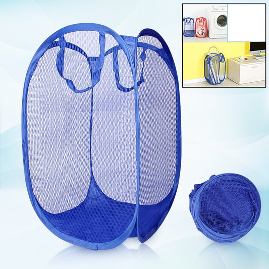 foldable collapsible mesh laundry bag, mix color pop-up laundry basket, compact mesh laundry hamper for clothes, portable laundry bag with handles
