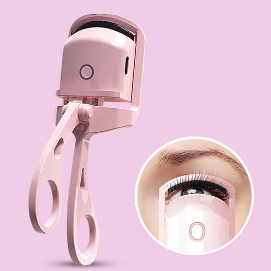 electric heated eyelash curler, USB rechargeable eyelash curler, battery operated lash curler, portable heated eyelash curler, fast heating eyelash curling tool, electric lash curler for women, compact eyelash curler with heat, beauty tool for perfect curls

