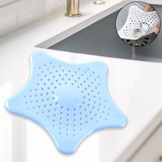 star shape sink filter, silicone drain hair catcher, bathroom drain trap, kitchen sink strainer, reusable drain cover, starfish hair catcher, suction cup drain cover
