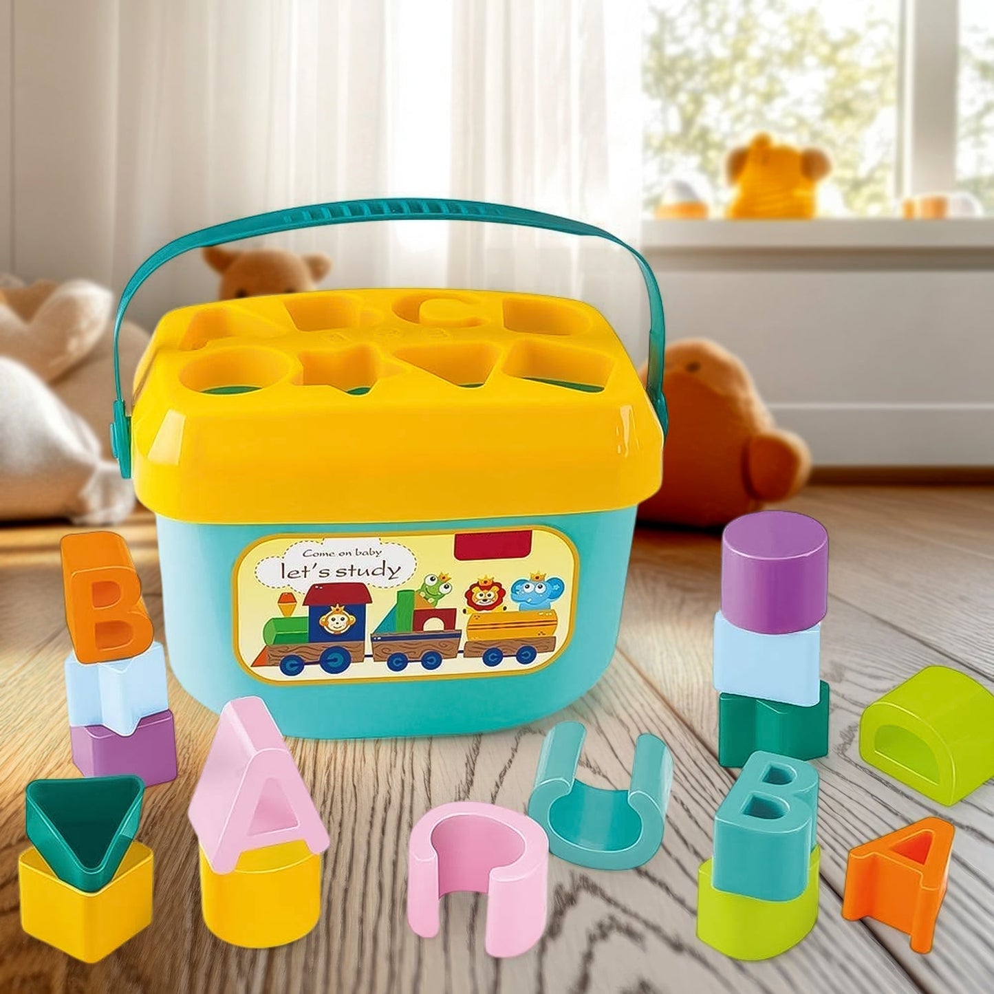 non-toxic baby block set for 1-3 years old, best educational toy blocks for toddlers in India, learning ABCD and shapes toys for babies,