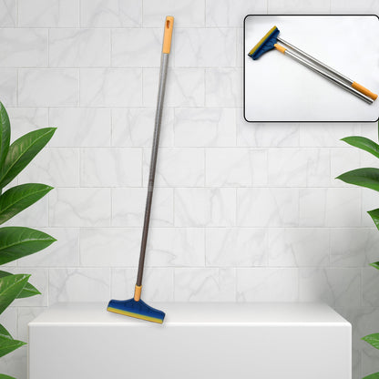 120-degree rotating cleaning brush with wiper for floors, floor cleaning brush, cleaning brush with wiper, long handle scrubber, 2 in 1 bathroom brush, kitchen floor wiper, triangular cleaning brush, home cleaning tools