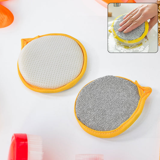 double-sided dishwashing sponge with brush, compact kitchen scrubber for utensils, 2-in-1 sponge and brush for dish cleaning, kitchen cleaning brush with soft sponge pad, single piece dual-sided kitchen scrubber,