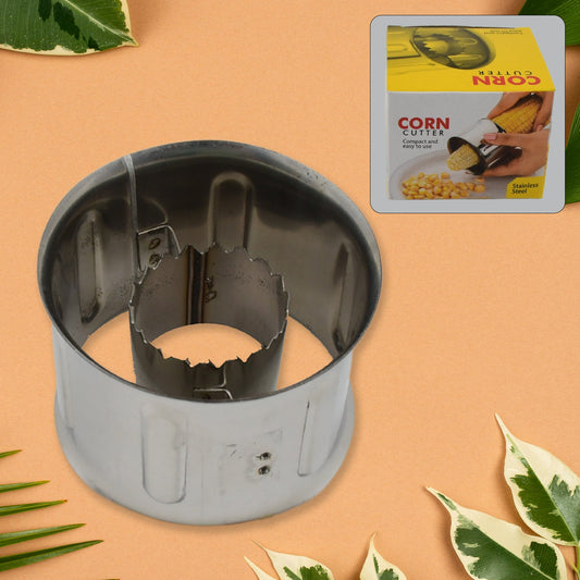stainless steel corn cutter kernel remover, handheld corn stripper with sharp blades, manual stainless corn peeler tool, corn cob kernel remover kitchen gadget

