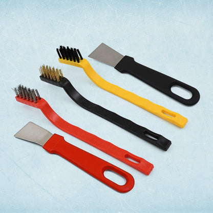 heavy duty wire brush and scraper set, stainless steel brass nylon cleaning brushes, 5 pcs rust removal tool kit