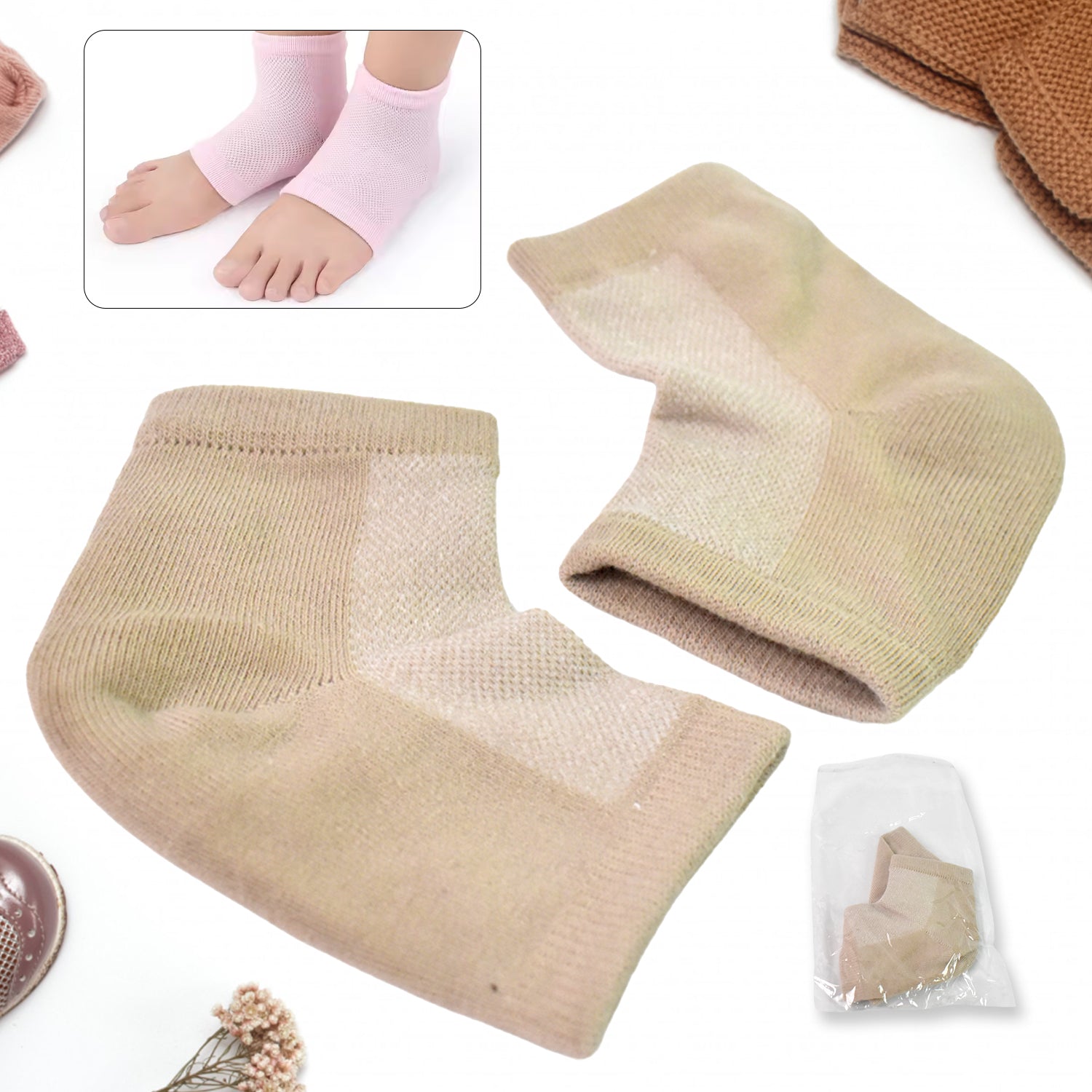 overnight heel repair gel socks, cotton heel socks for women and men, heel protector socks with moisturizing effect, 