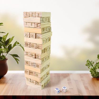 zenga game, wooden block game, stacking tower game, tumbling tower, zenga tower, wooden toys for kids, family board game, block stacking game, dice game for kids, indoor game

