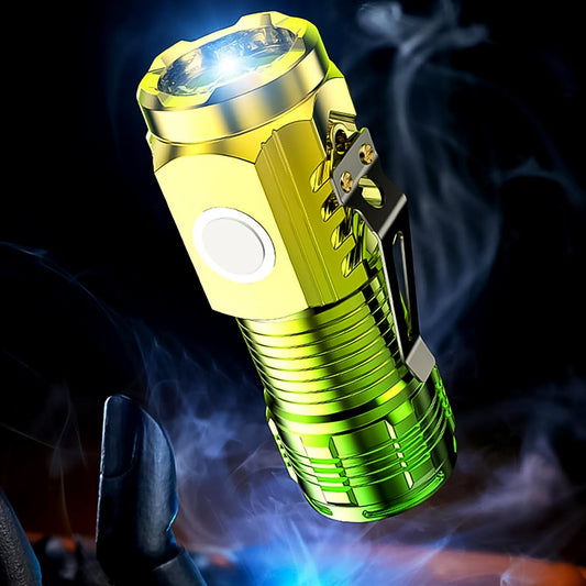 USB rechargeable mini flashlight with 3 LEDs, compact LED torch light for pocket use, mini torch with USB charging for travel and home, small portable flashlight for emergency use,