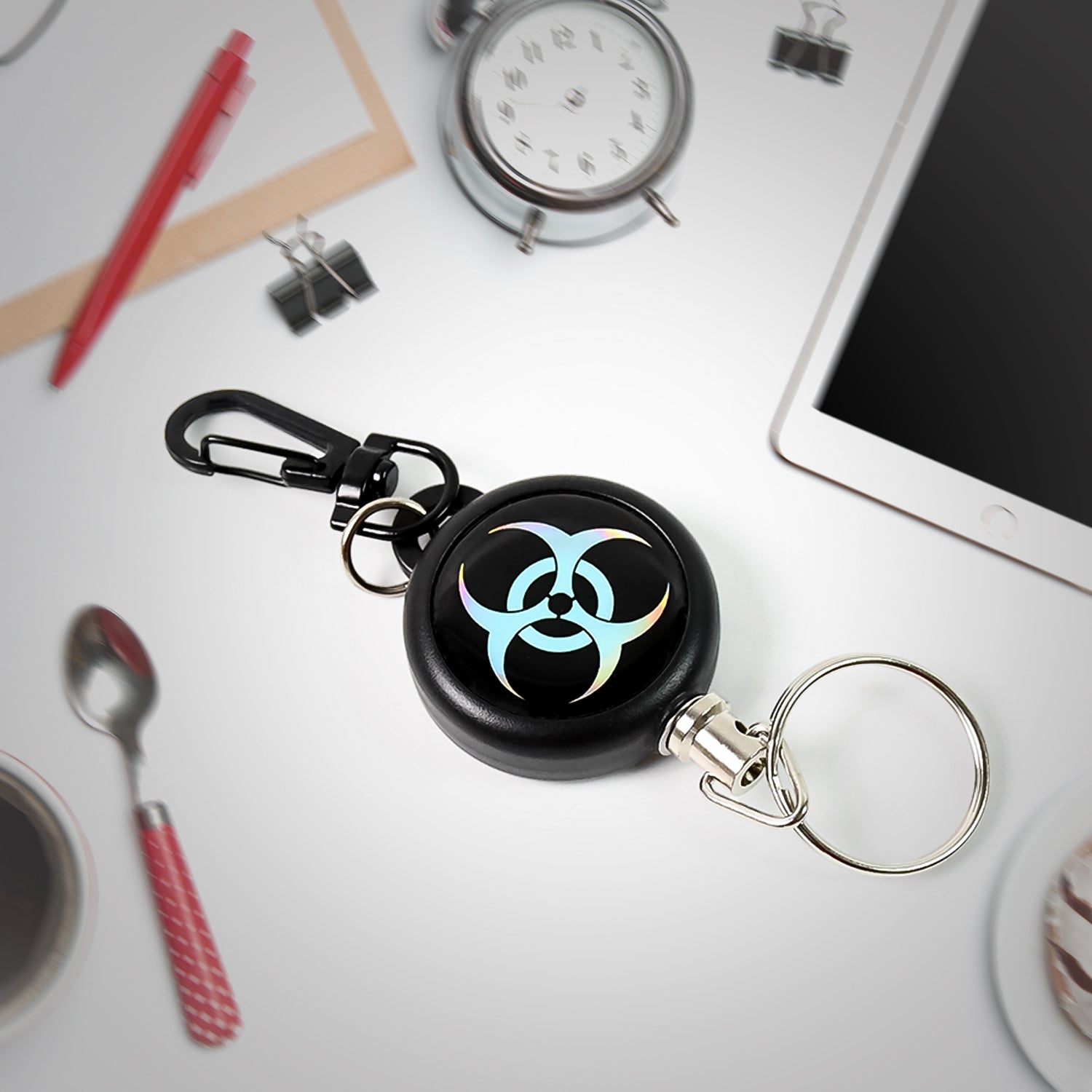 retractable key chain with belt clip, anti-lost pull cord key holder, big size safety key chain for keys, secure retractable badge reel with hook,