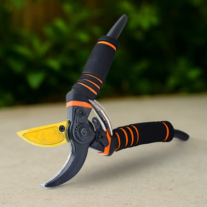 heavy duty garden pruning shears for home gardening, high carbon steel pruning scissors for plants, ergonomic garden pruner with soft grip handle,