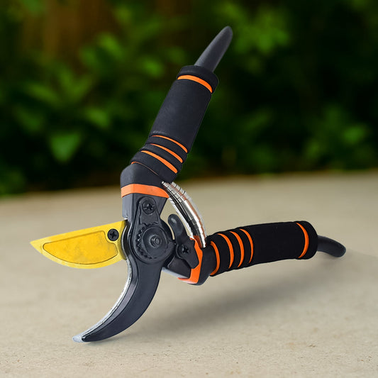 heavy duty garden pruning shears for home gardening, high carbon steel pruning scissors for plants, ergonomic garden pruner with soft grip handle,
