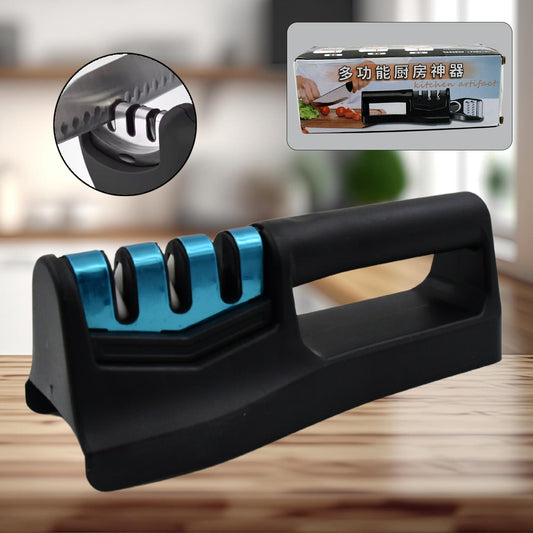 handheld kitchen knife sharpener 4-in-1 manual tool, chef knife sharpener for straight and serrated blades, manual knife sharpening tool for home kitchen,