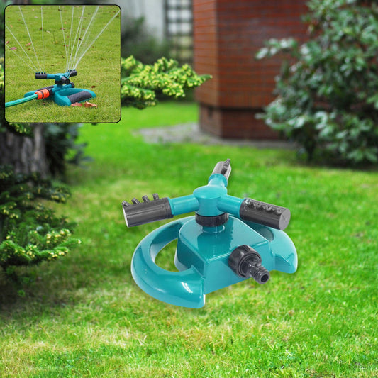 360 degree garden sprinkler, rotating lawn sprinkler, 3 arm water sprinkler, automatic garden sprayer, irrigation tool, hose pipe sprinkler, ABS lawn sprinkler, summer water play tool, yard watering system, flowerbed irrigation sprinkler