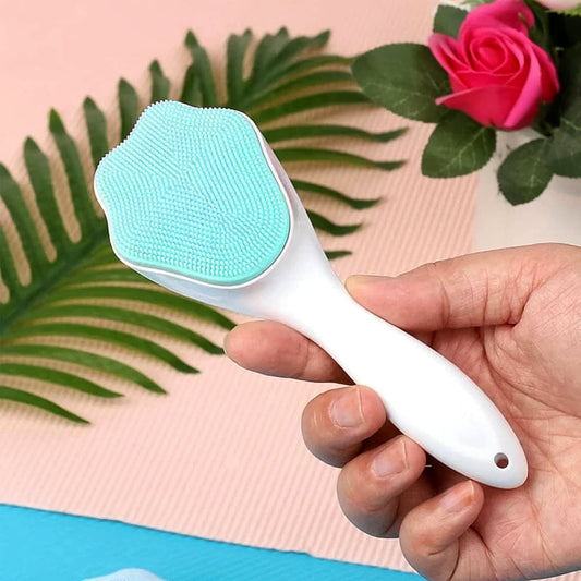 silicone face scrubber for deep cleansing, soft exfoliating brush for glowing skin, silicone face brush for women and men, manual silicone face scrubber tool, 