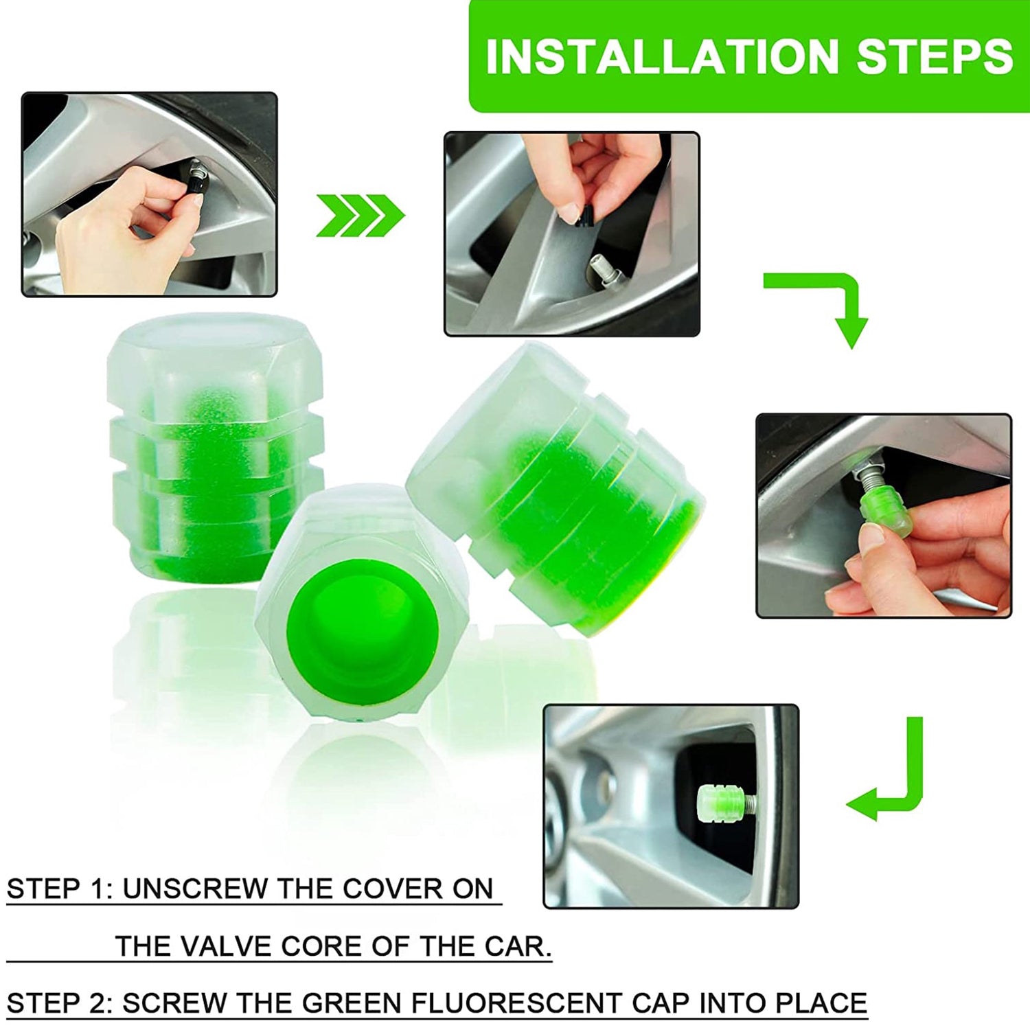 fluorescent tyre valve caps mix colour