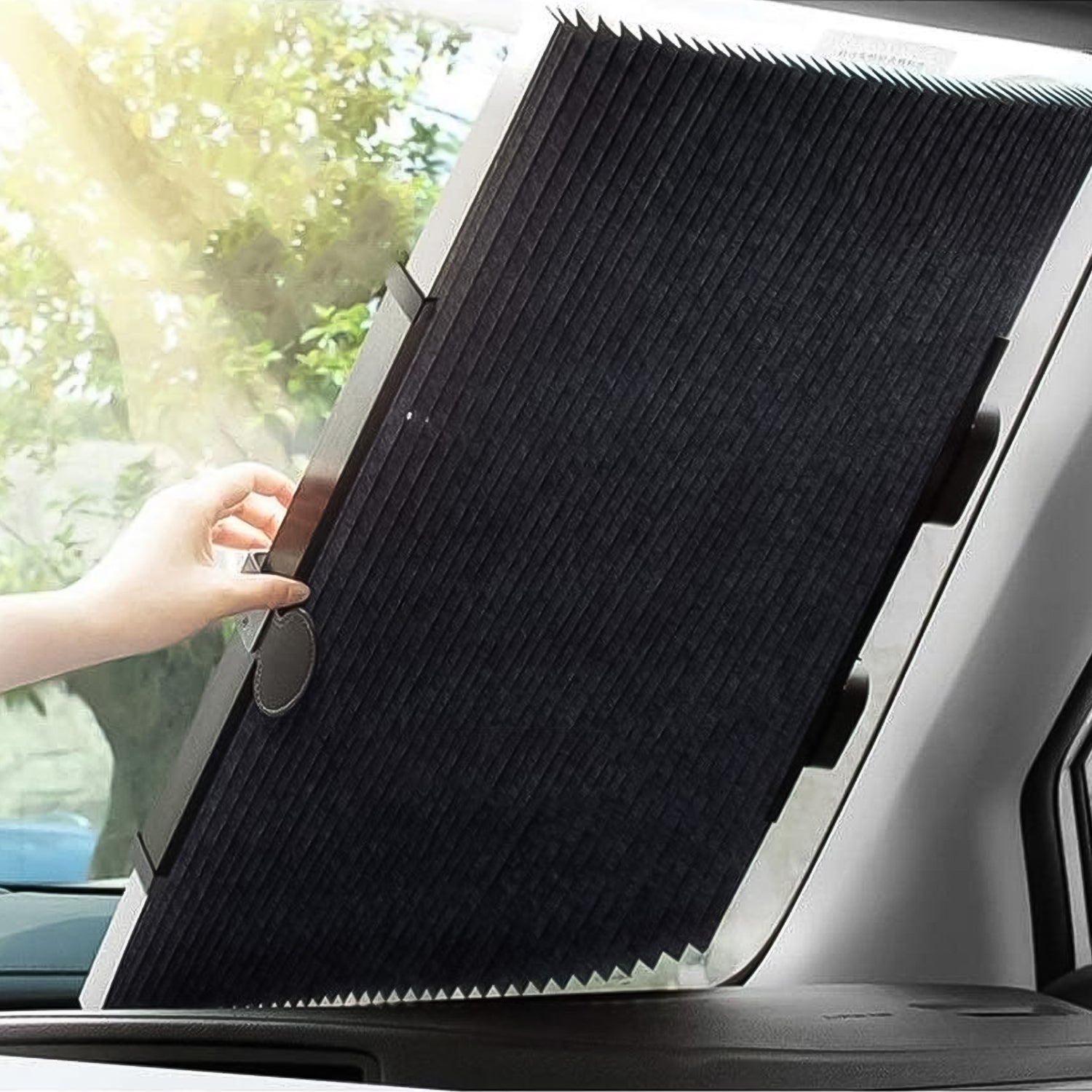 retractable foldable windshield sun shade with suction cups, long UV blocker car sunshade, retractable car sun visor for windshield, foldable sun shade with suction cups

