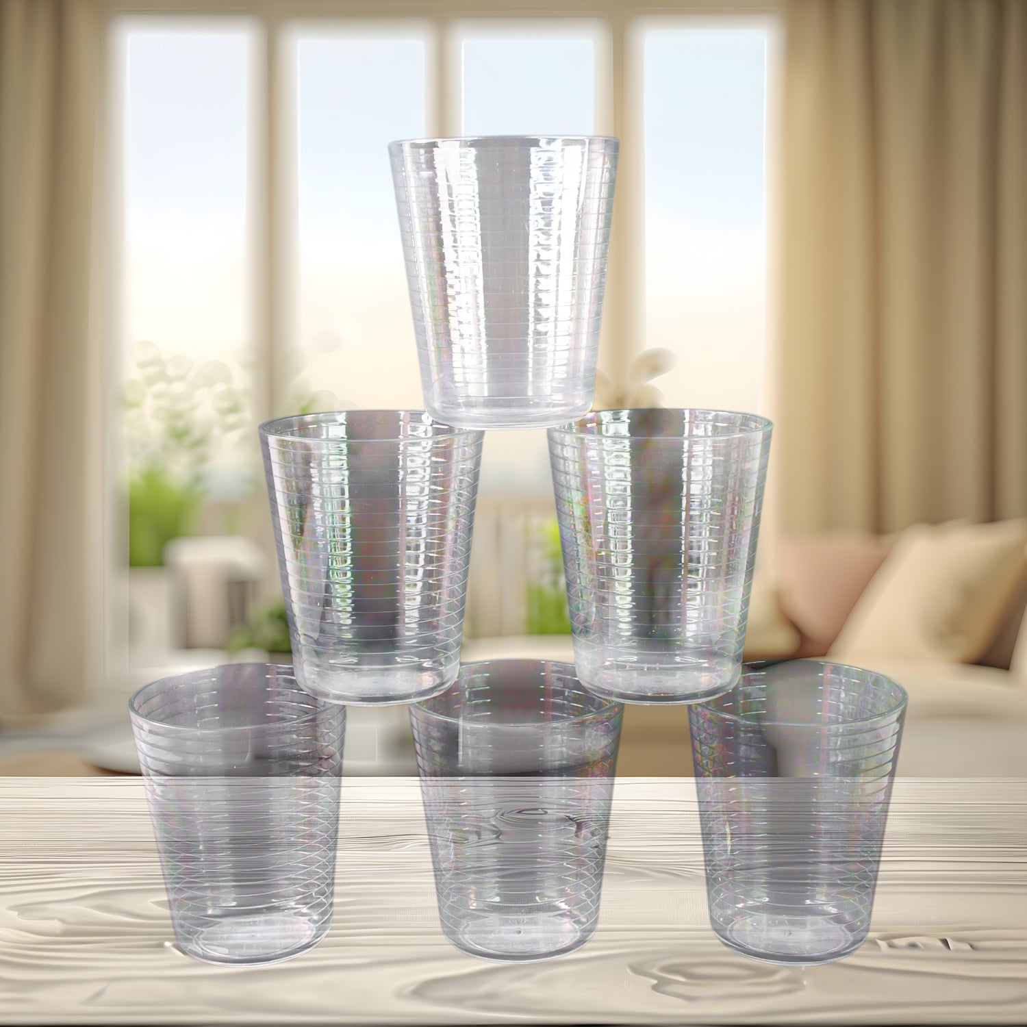Apex pyramid design BPA free plastic glass 300ml for daily use, stylish unbreakable plastic tumbler for kitchen and dining, best reusable BPA free plastic glass for home and office, stackable plastic drinking glasses for small kitchens, high quality plastic glass for juice water and beverages, pyramid textured plastic tumblers for kids and adults,