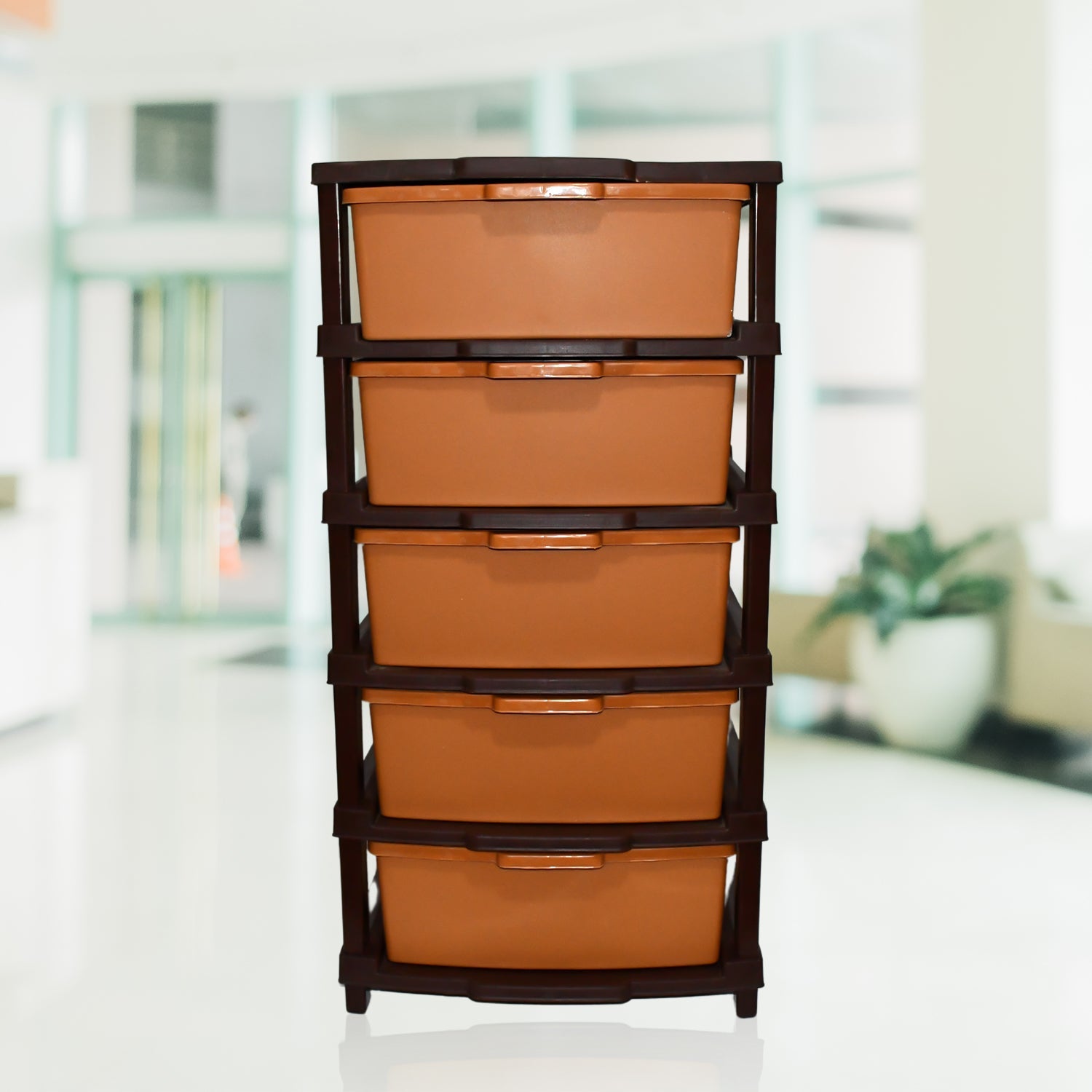 premium 5-layer plastic organizer for home storage and organization, modular plastic rack for kitchen bathroom and living room, multipurpose plastic shelf unit for daily home use, best plastic organizer for small spaces and home essentials,
