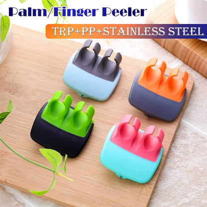 hand palm peeler, vegetable peeler tool, potato peeler with finger grip, kitchen fruit peeler, palm grip peeler, rubber grip peeler, quick peel kitchen tool