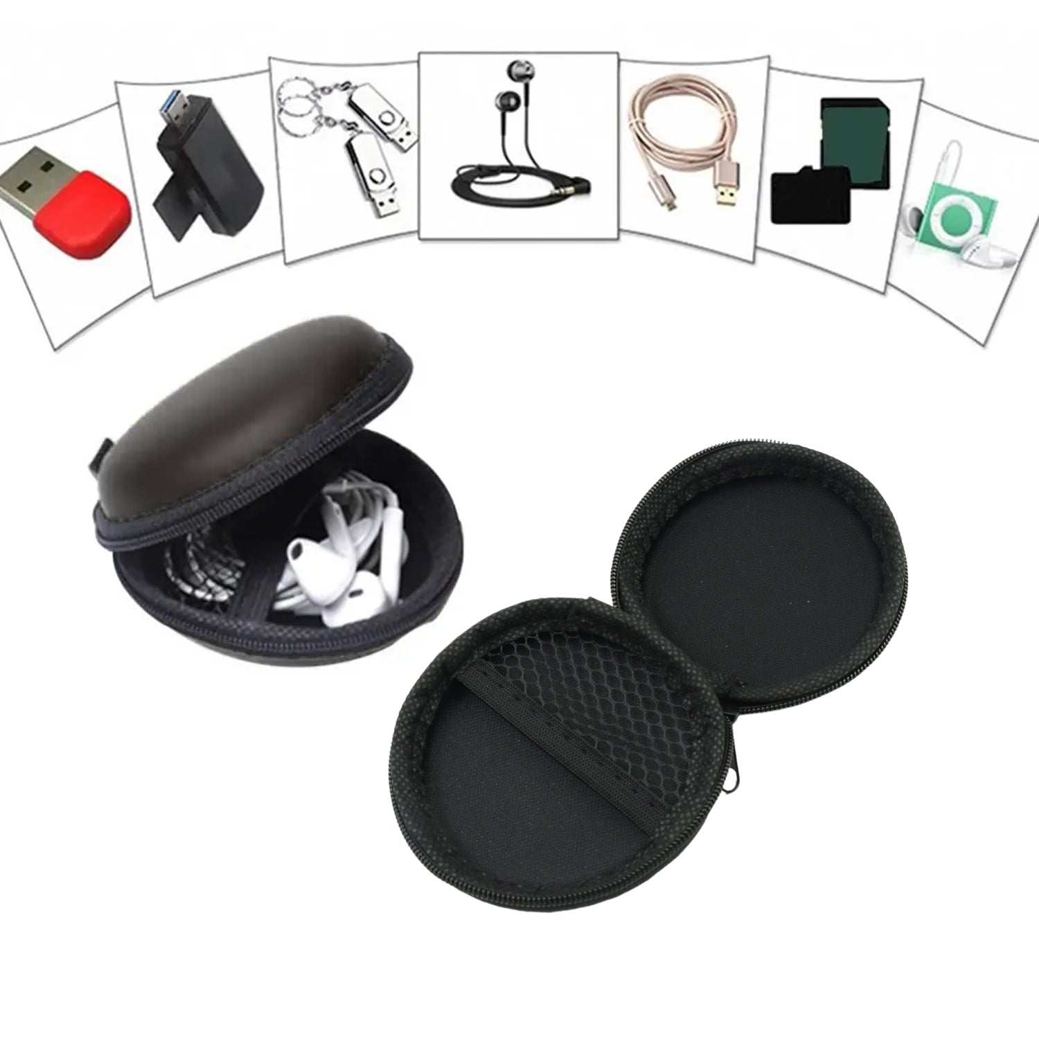 Earphone case for coins and Airpods, earphone pouch, headphone case, round earphone case, AirPods case pouch, data cable organizer, return gift pouch, small travel pouch, kids party favor case