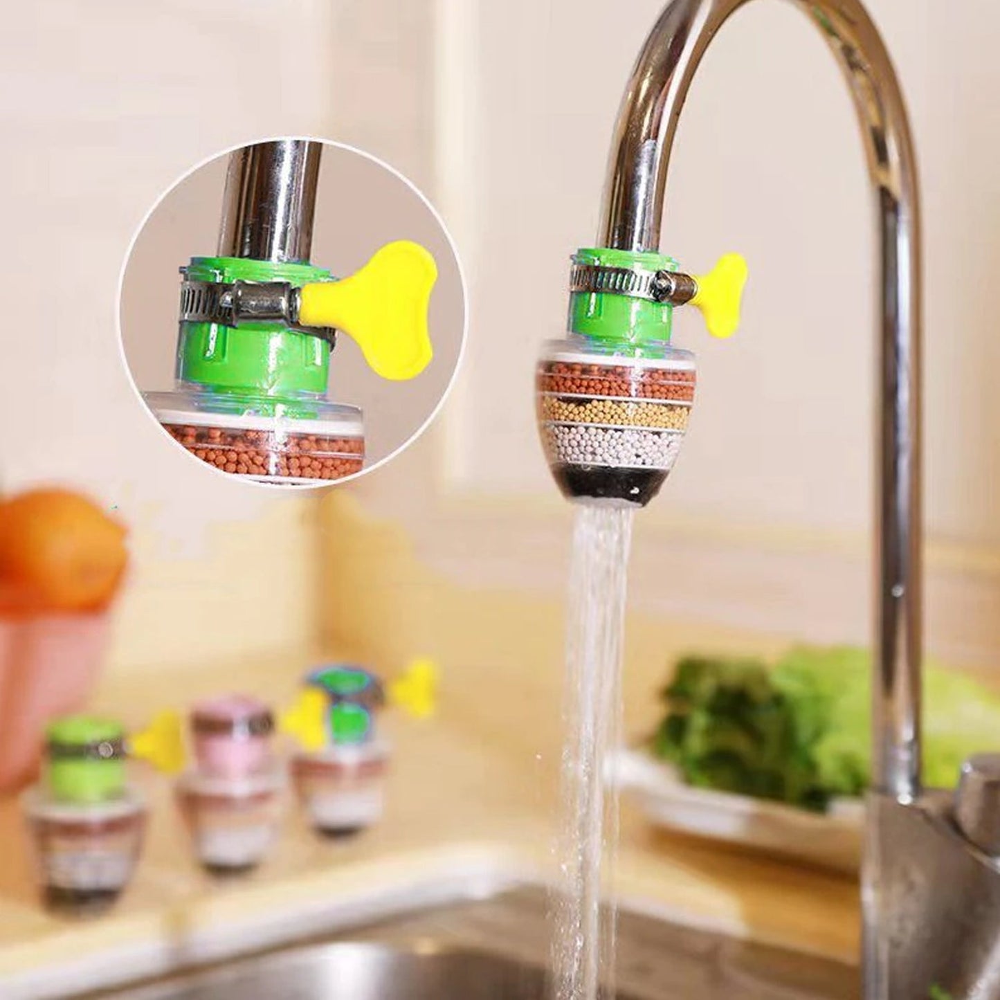 water tap filter, faucet purifier cartridge, six layer water purifier, universal tap filter, kitchen sink water filter, activated carbon faucet filter, tap water cleaner