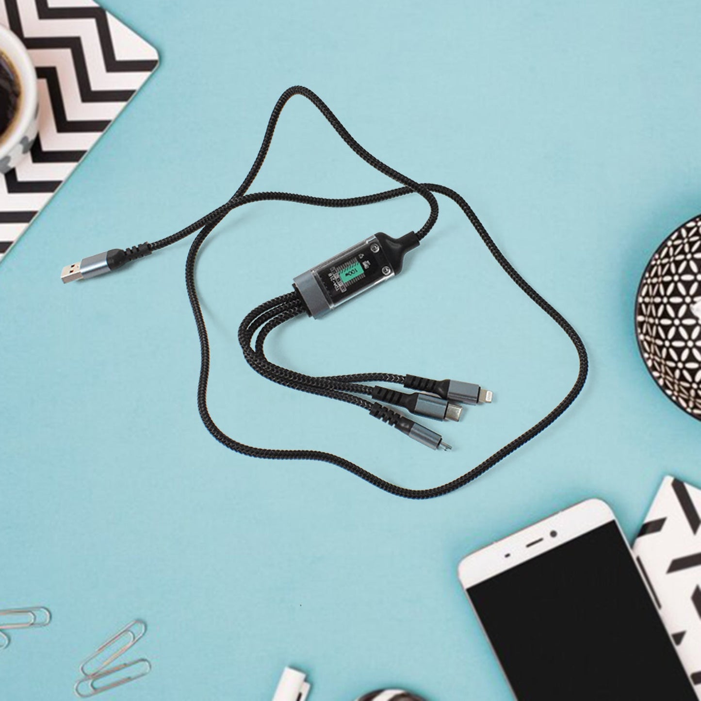 durable multi‑connector fast charge cable, LED indicator super‑fast charging cable
