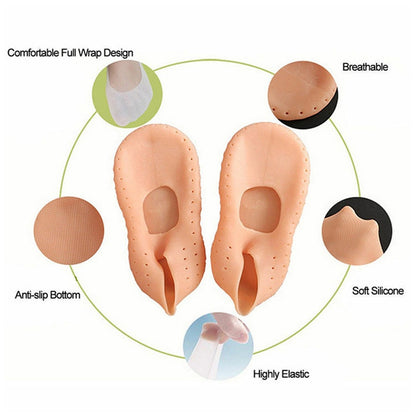 Gel socks to protect and moisturize cracked heels. silicone heel socks, anti crack socks, heel pain relief socks, moisturizing gel heel socks, foot care socks, reusable heel protector, cracked heel socks, breathable foot sleeves