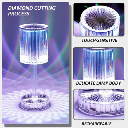 crystal table lamp, touch control lamp, usb table lamp, color changing lamp, nightstand lamp, bedroom lamp, modern desk lamp, led crystal lamp